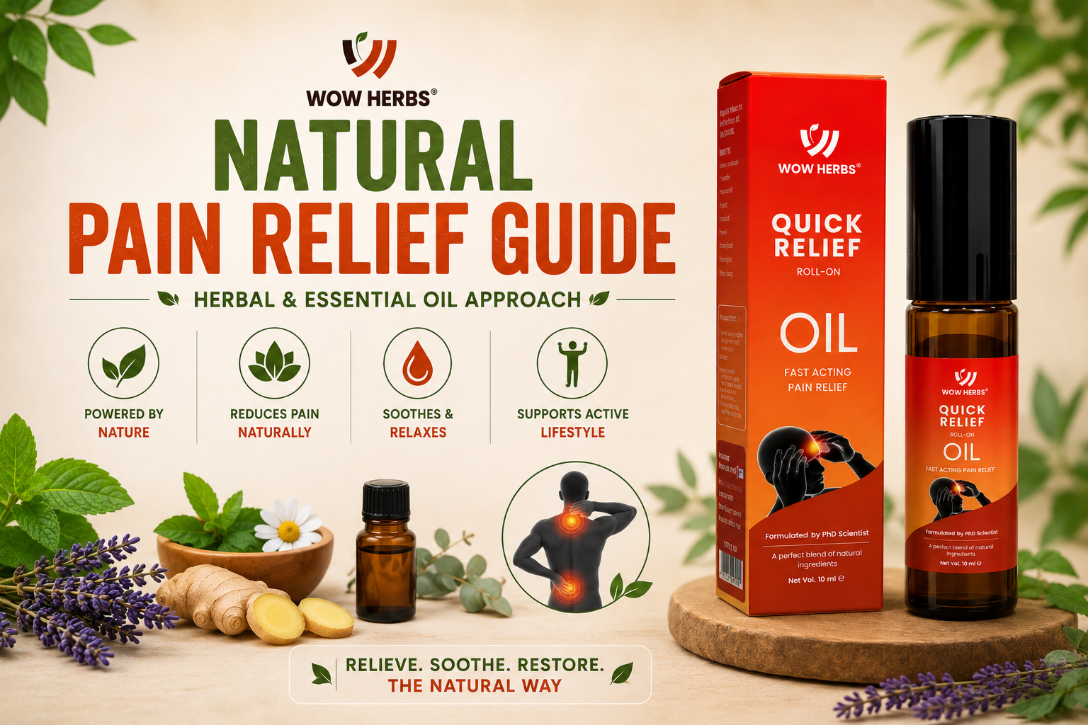 Natural Pain Relief Guide — Herbal & Essential Oil Approach