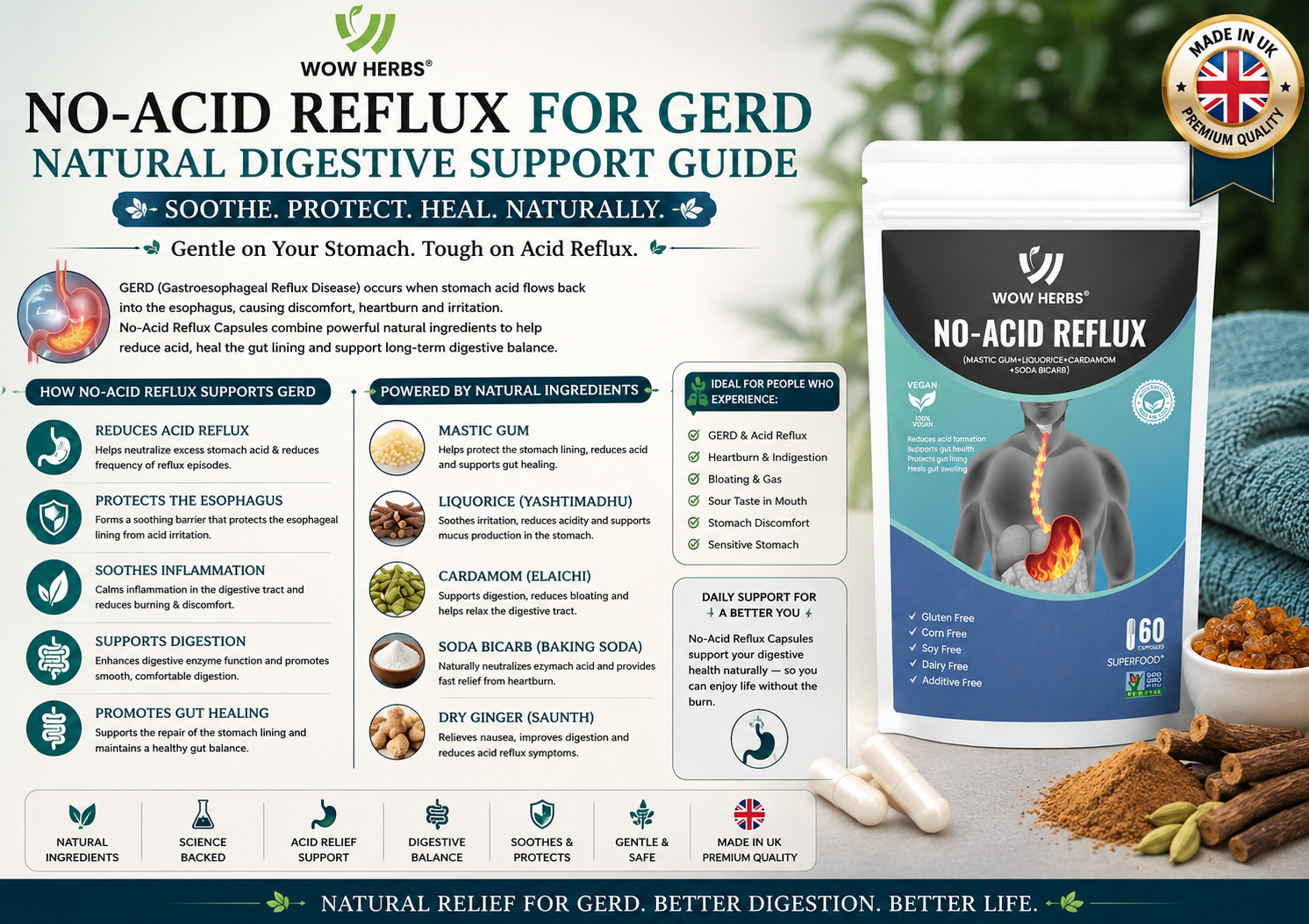 No-Acid Reflux for GERD — Natural Digestive Support Guide