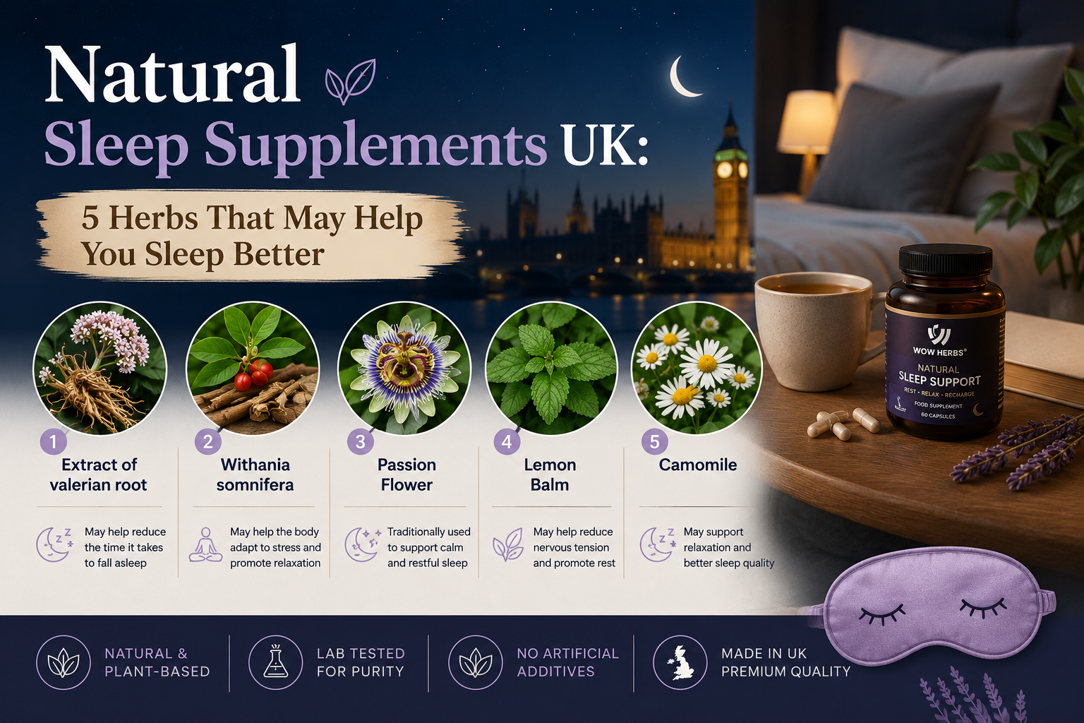 Natural Sleep Supplements UK: 5 Herbs That May Help You Sleep Better