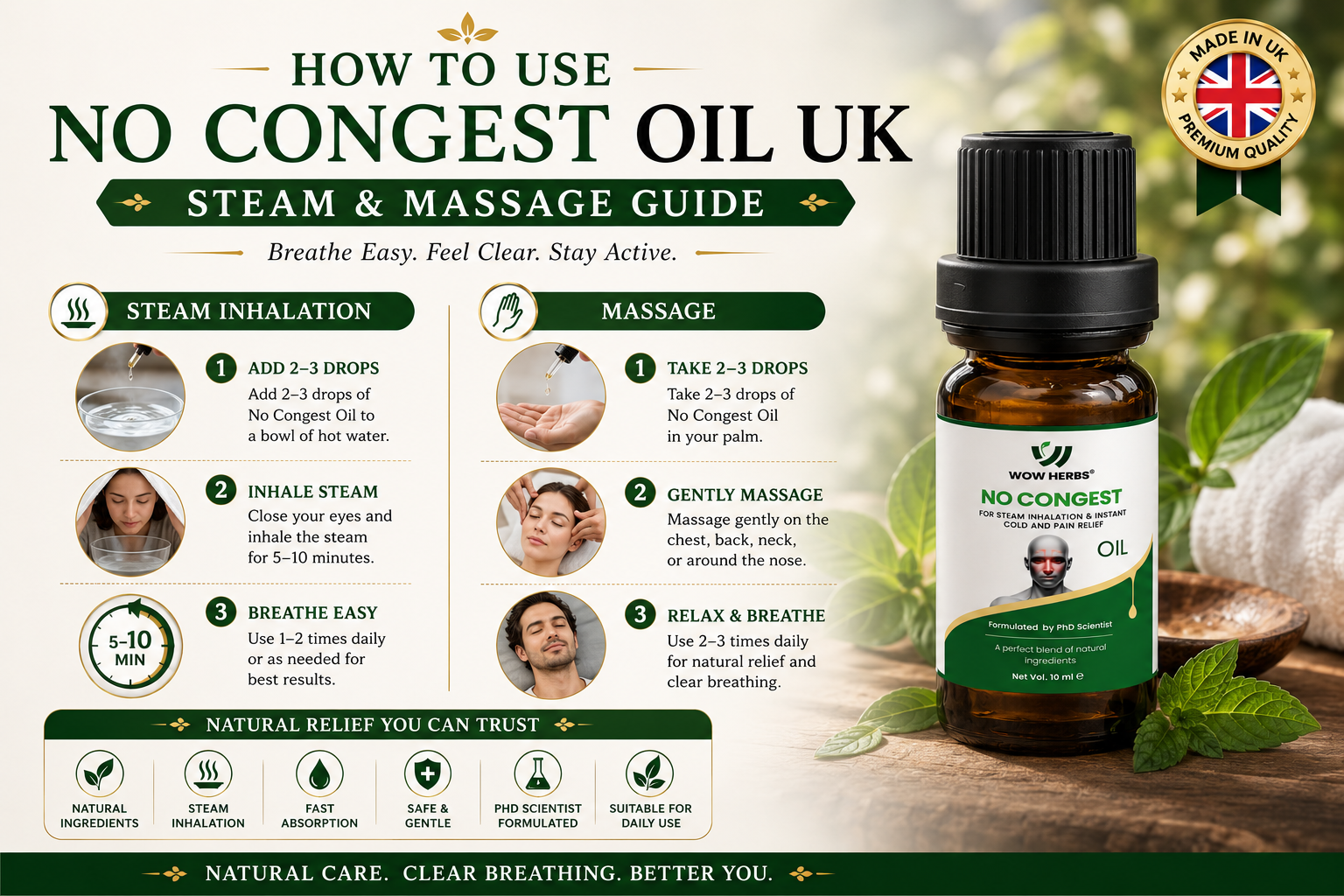 How to Use No Congest Oil UK — Steam & Massage Guide