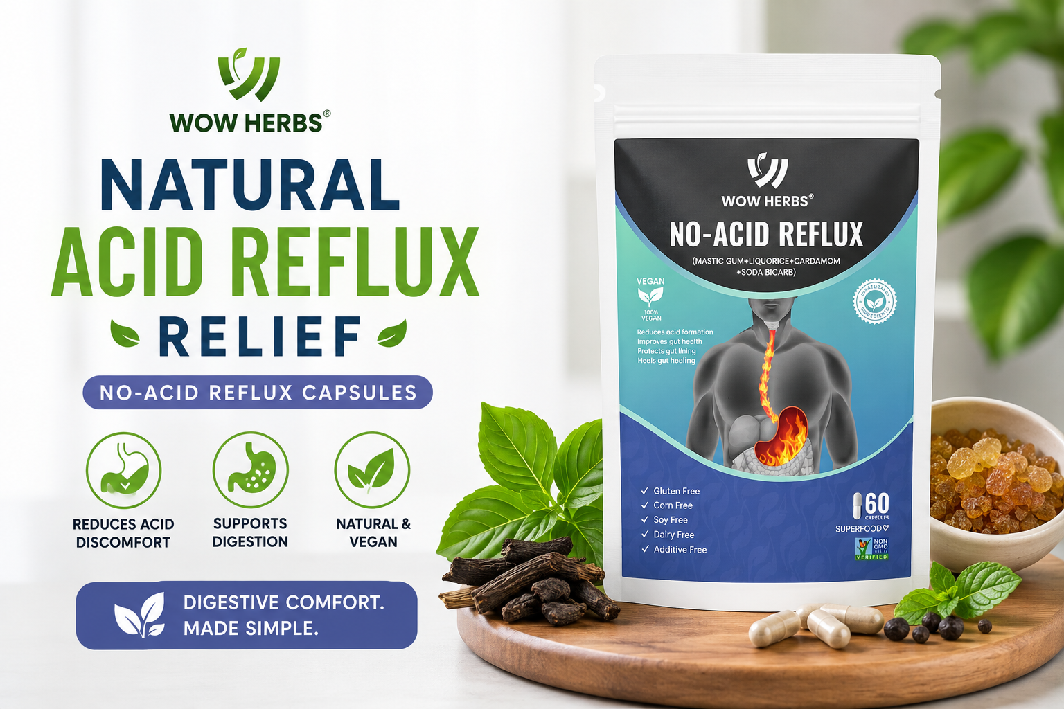 Natural Acid Reflux Relief — No-Acid Reflux Capsules