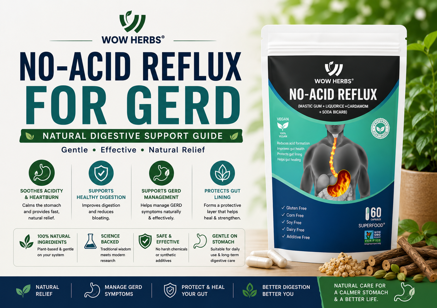 No-Acid Reflux for GERD — Natural Digestive Support Guide