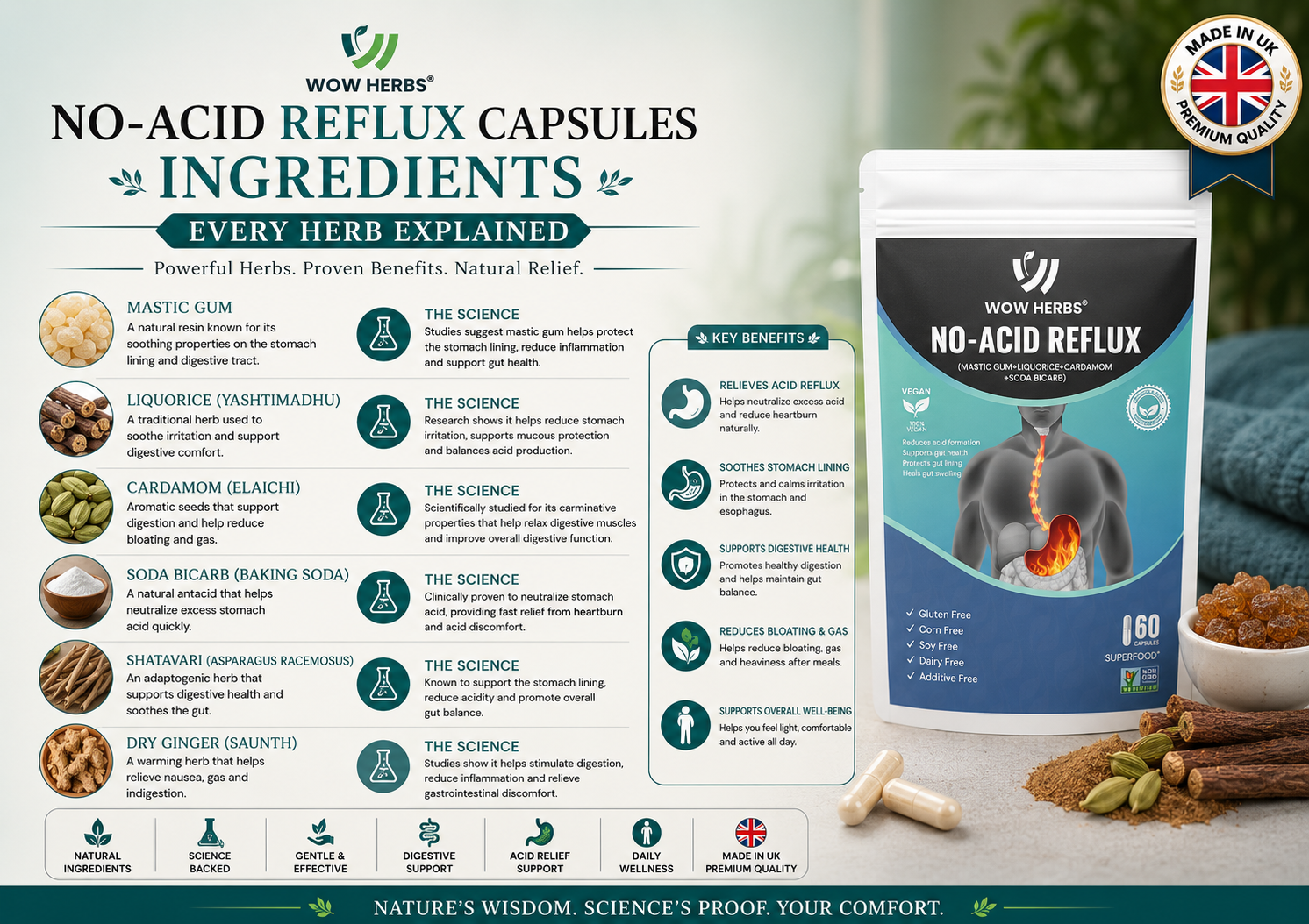 No-Acid Reflux Capsules Ingredients — Every Herb Explained