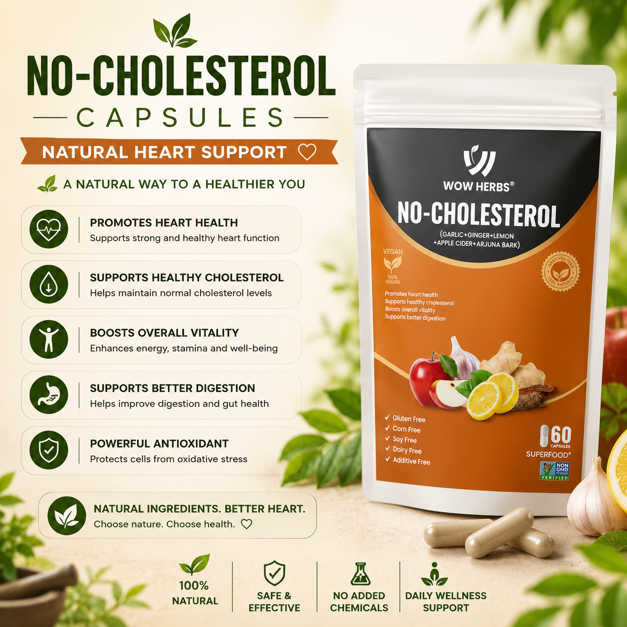 No-Cholesterol Capsules Benefits — Natural Heart Support
