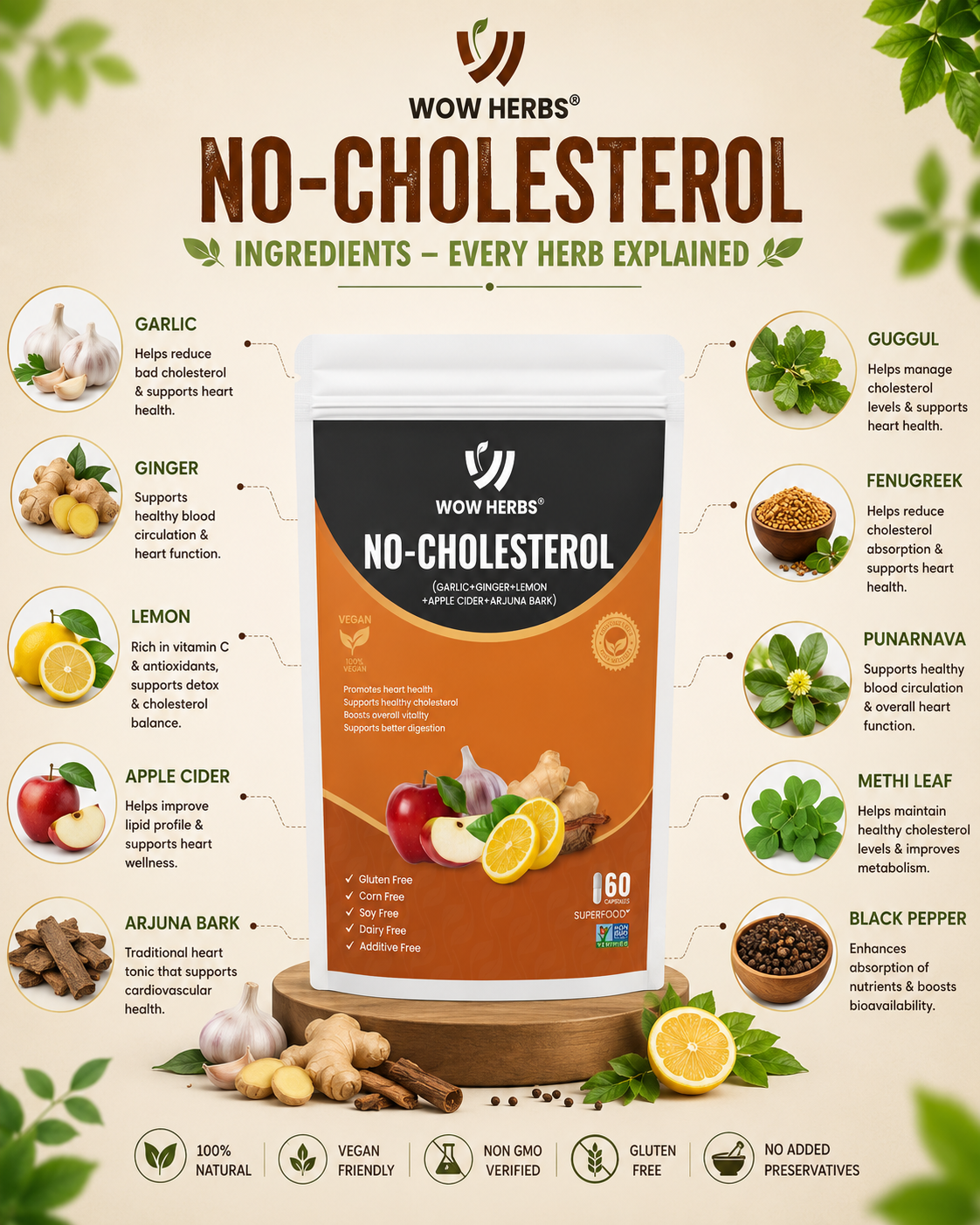 No-Cholesterol Capsules Ingredients — Every Herb Explained
