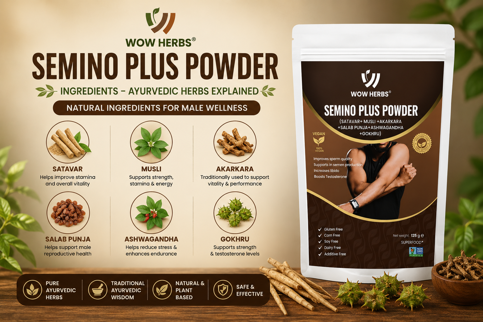 Semino Plus Powder Ingredients — Ayurvedic Herbs Explained