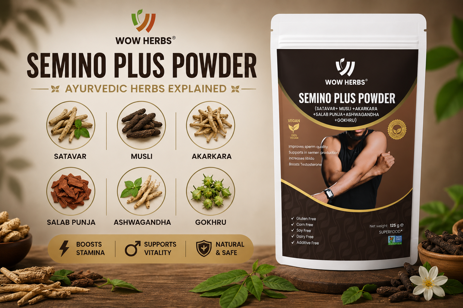 Semino Plus Powder Ingredients — Ayurvedic Herbs Explained