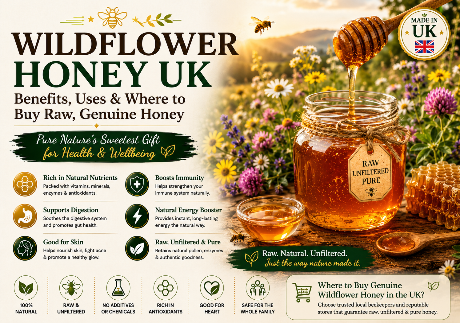 Wildflower Honey UK — Benefits, Uses & Where to Buy Raw