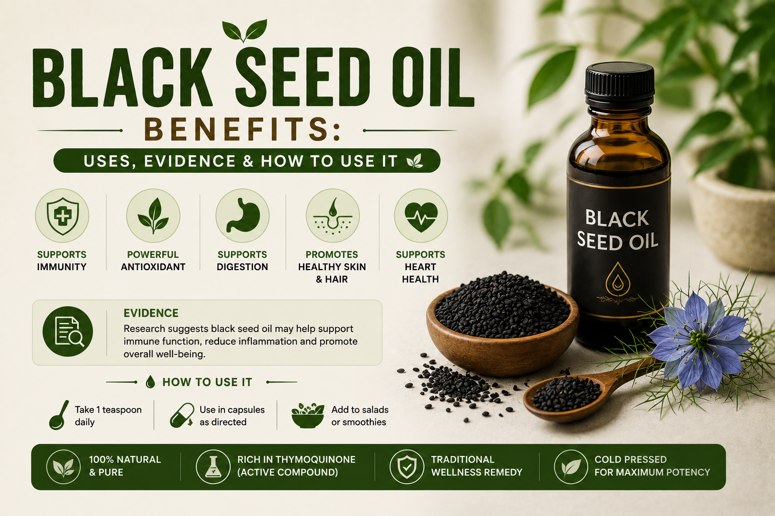 Black Seed Oil Benefits: Uses, Evidence & How to Use It