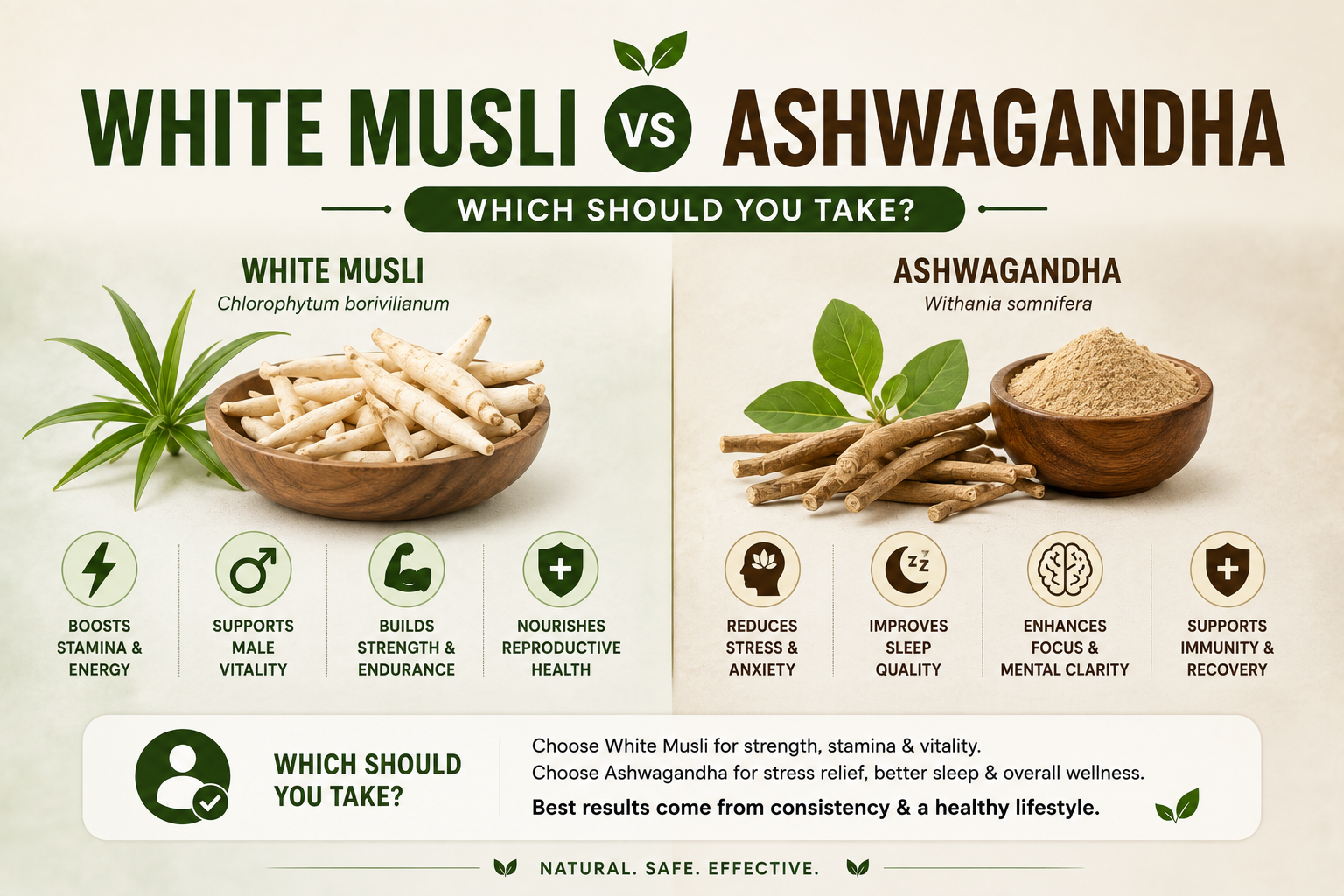 White Musli vs Ashwagandha — Which Should You Take?
