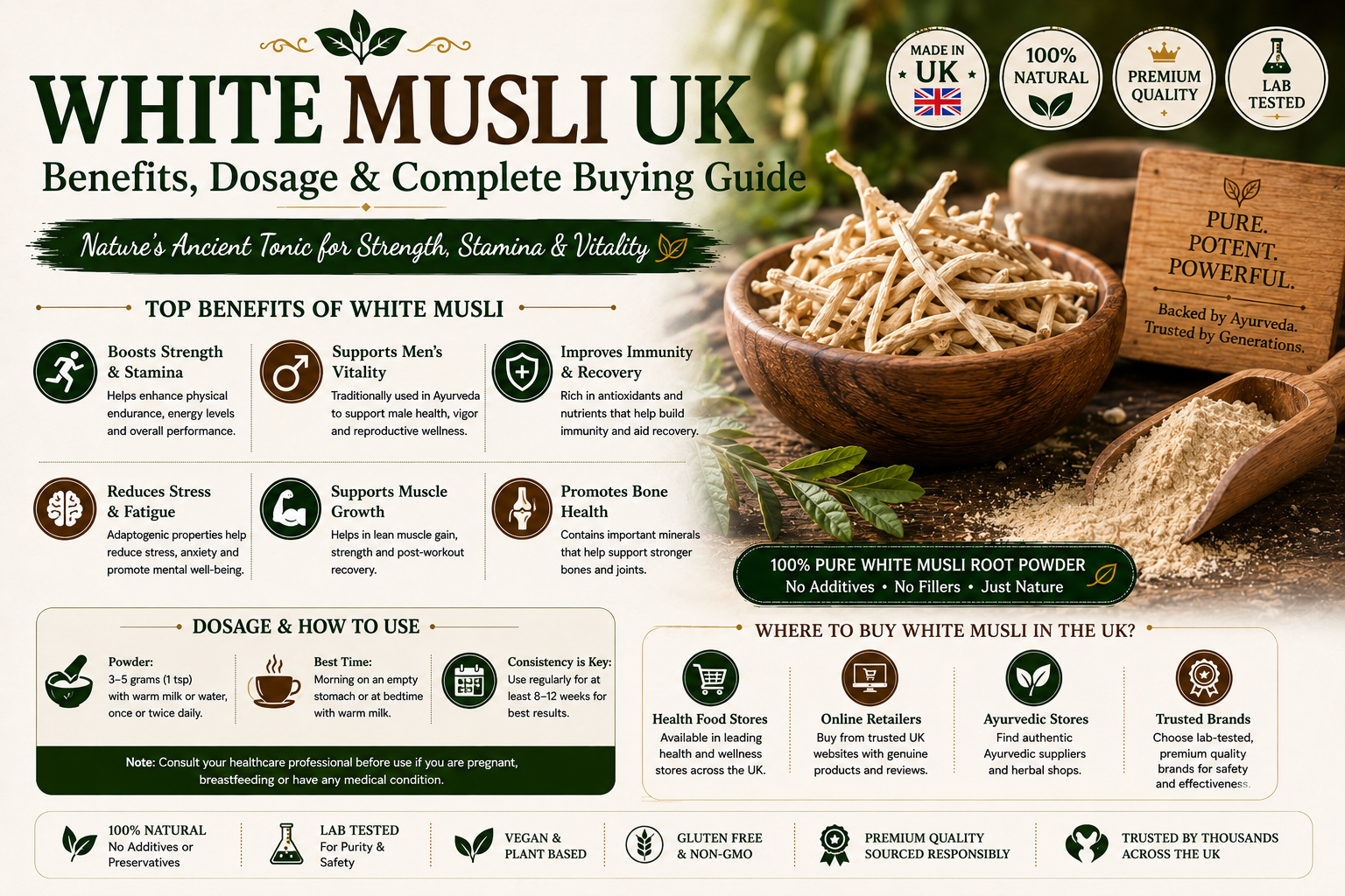 White Musli UK — Benefits, Dosage & Complete Buy Guide