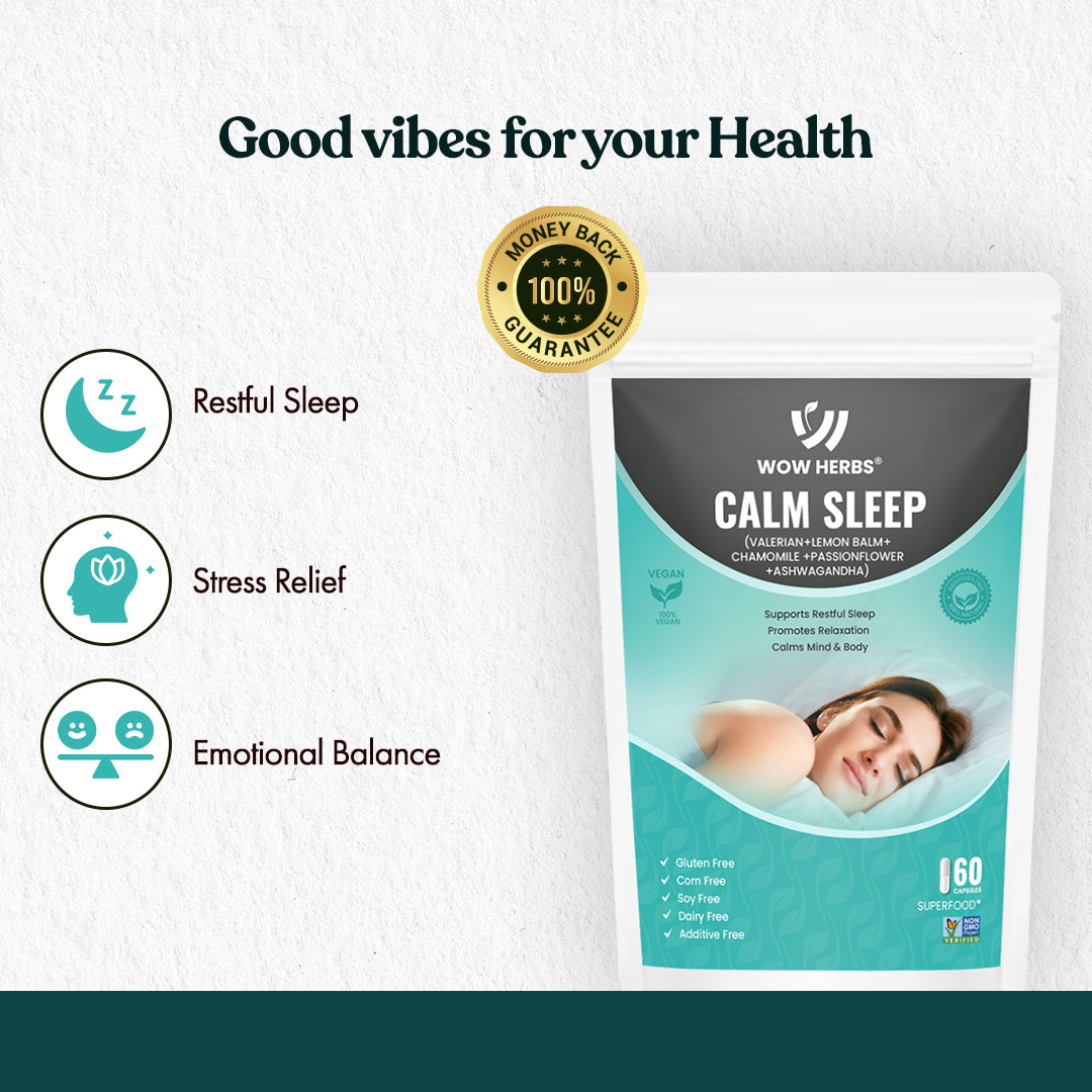 WowHerbs Calm Sleep Wellness Capsules – Natural Sleep & Relaxation Support