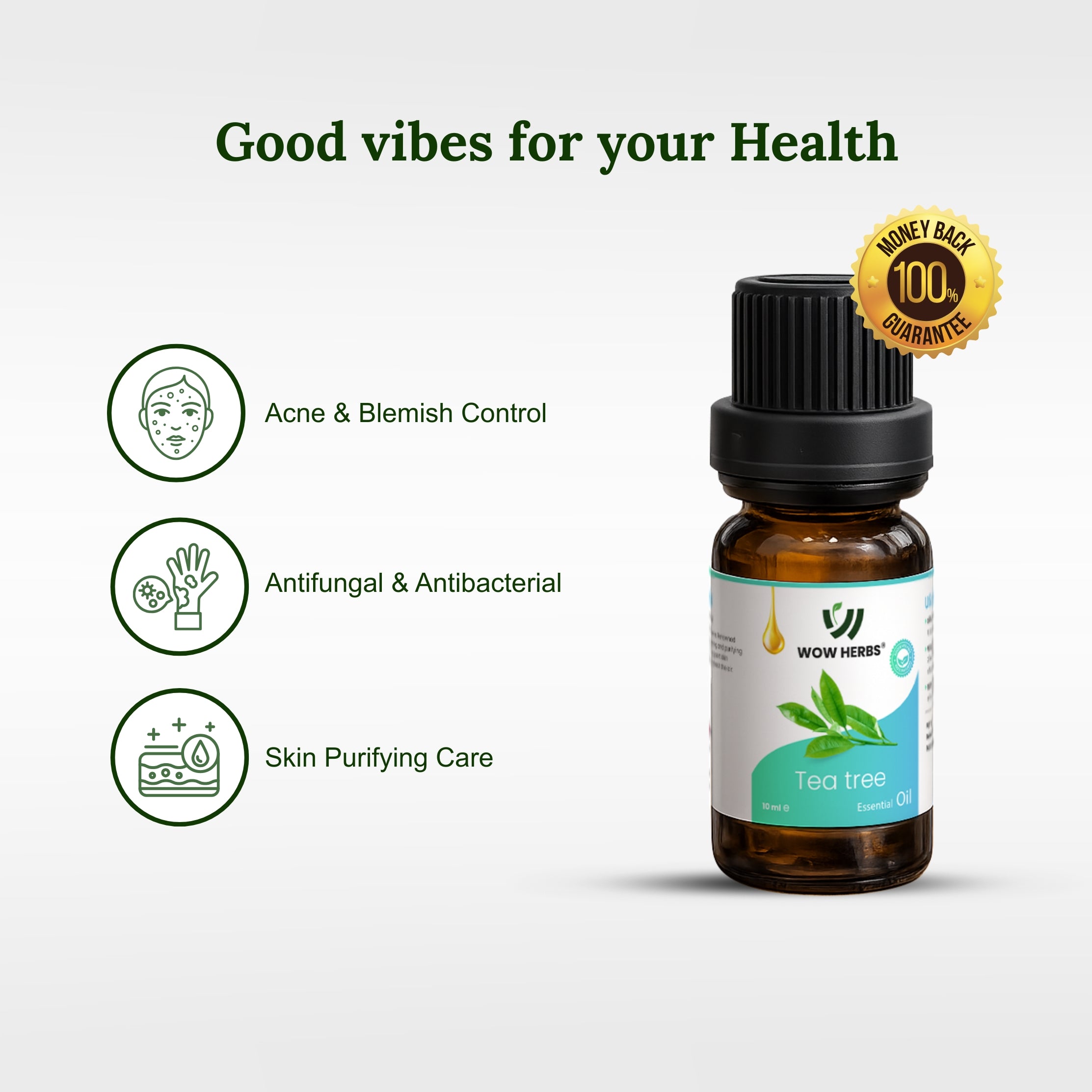 WowHerbs Tea Tree Essential Oil | 100% Pure Melaleuca Alternifolia | Aromatherapy, Skin & Scalp Care | Vegan