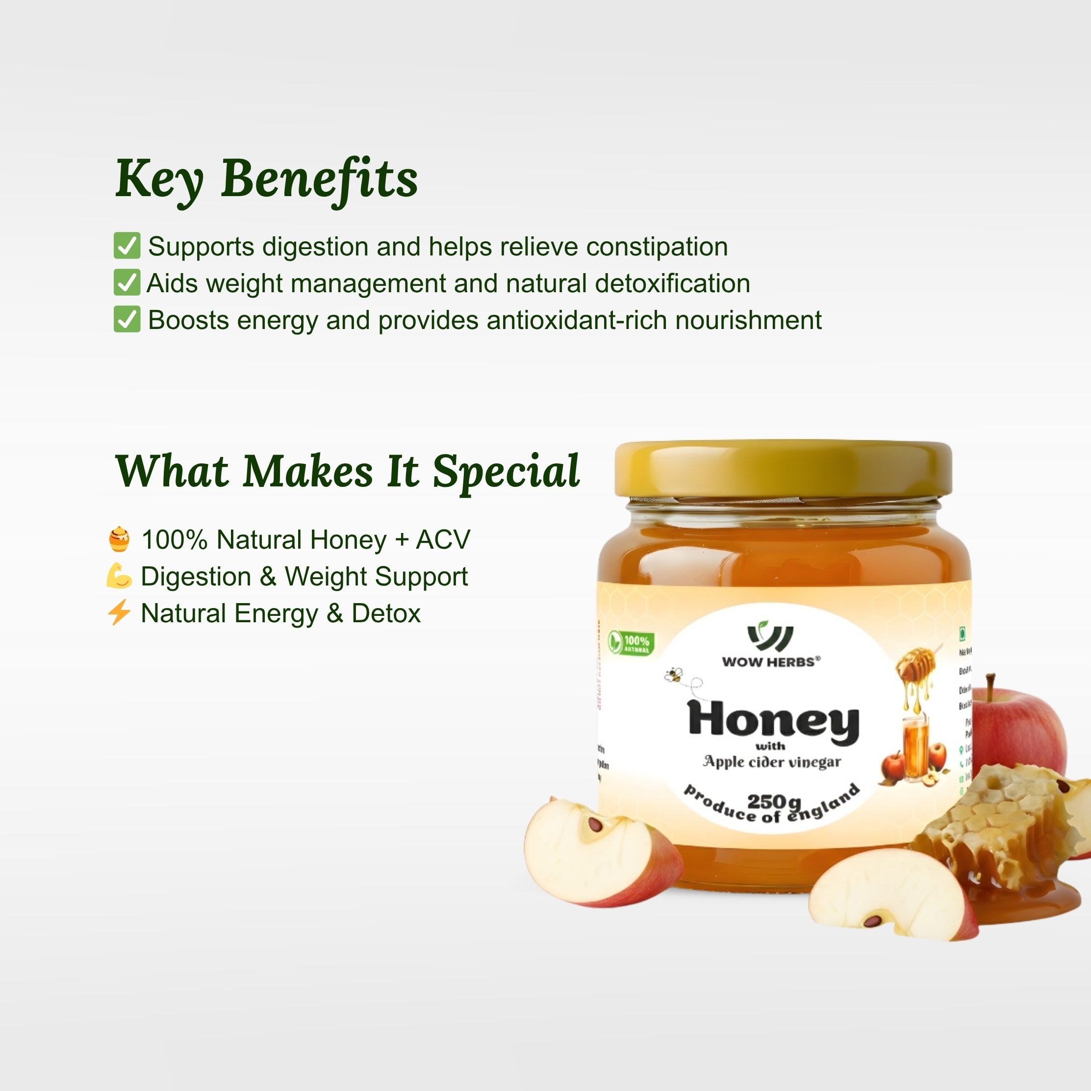 Organic Honey with Apple Cider Vinegar (250g)