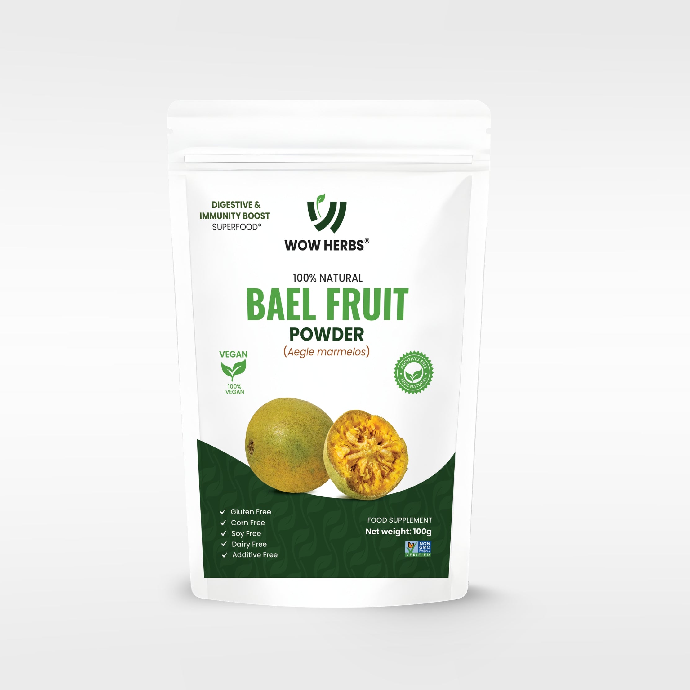 WOW HERBS Organic Bael Fruit Powder – Pure & Natural Herbal Wellness Support