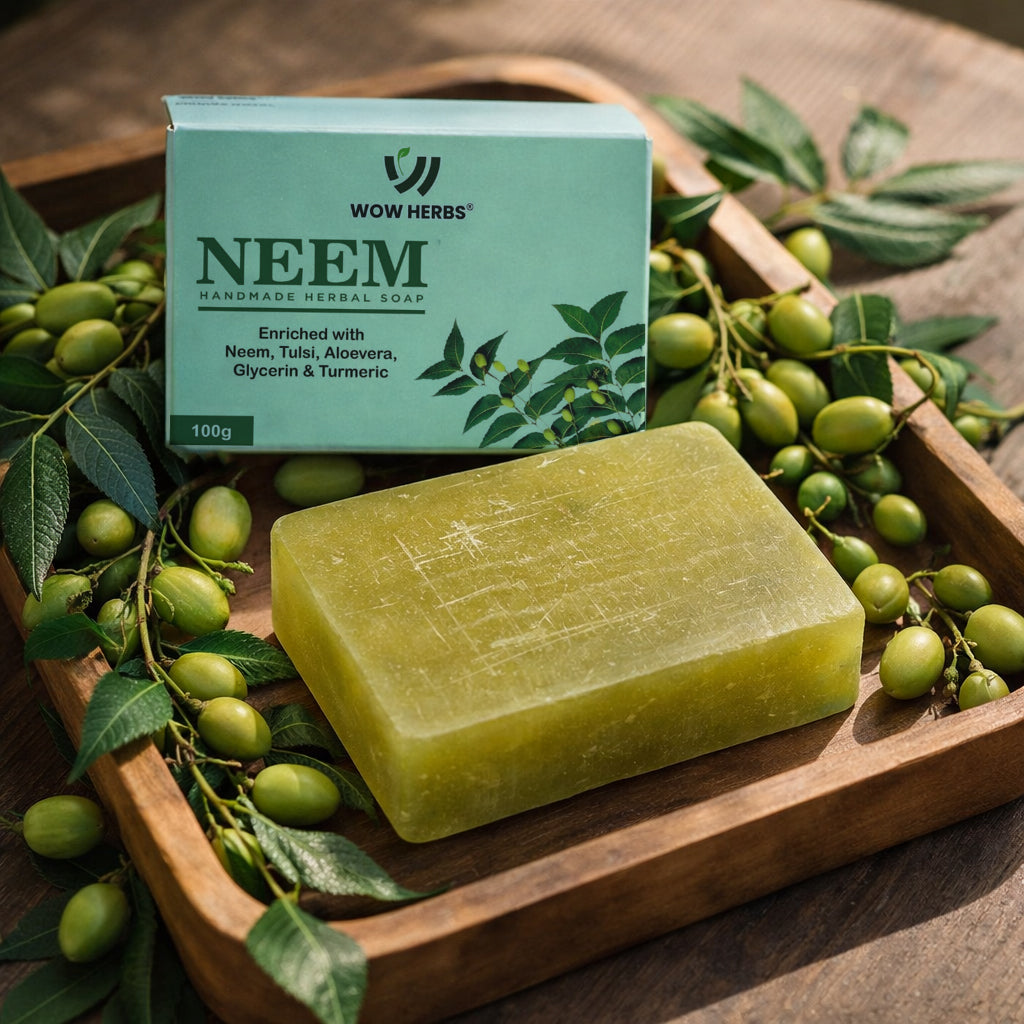 WOW HERBS Neem Handmade Soap | Fresh & Herbal Cleansing Soap (100g) Pack of 2
