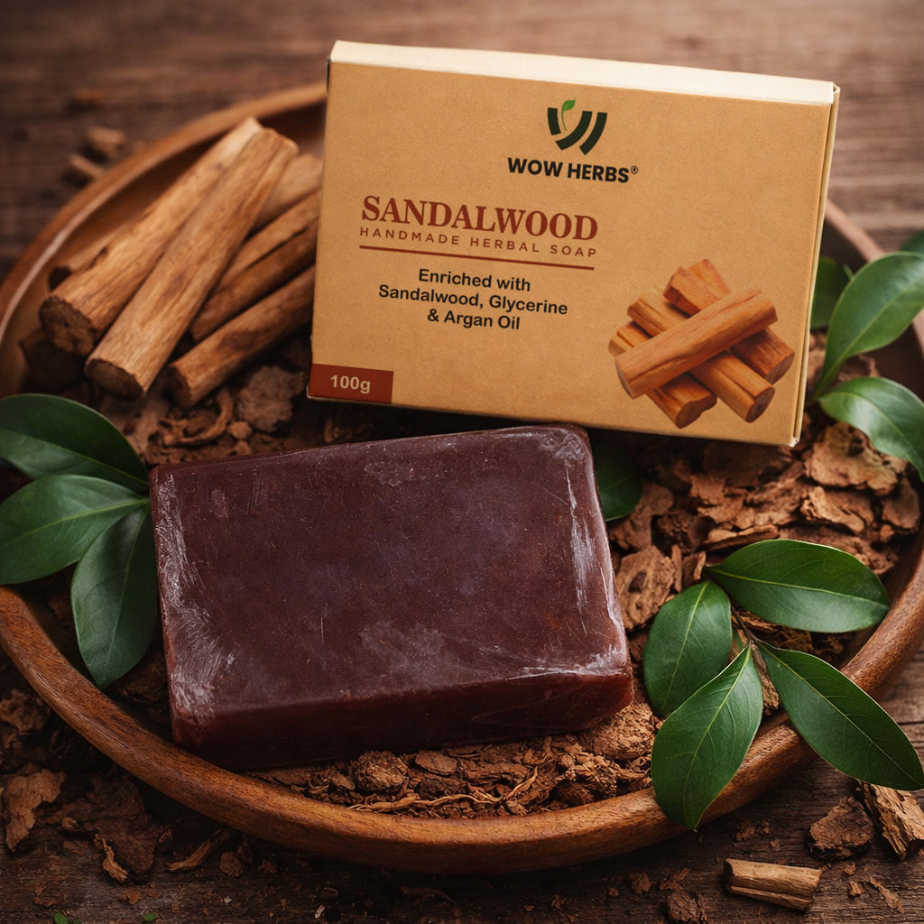 WOW HERBS Sandalwood Handmade Soap | Warm & Soothing Herbal Soap (100g) Pack of 2