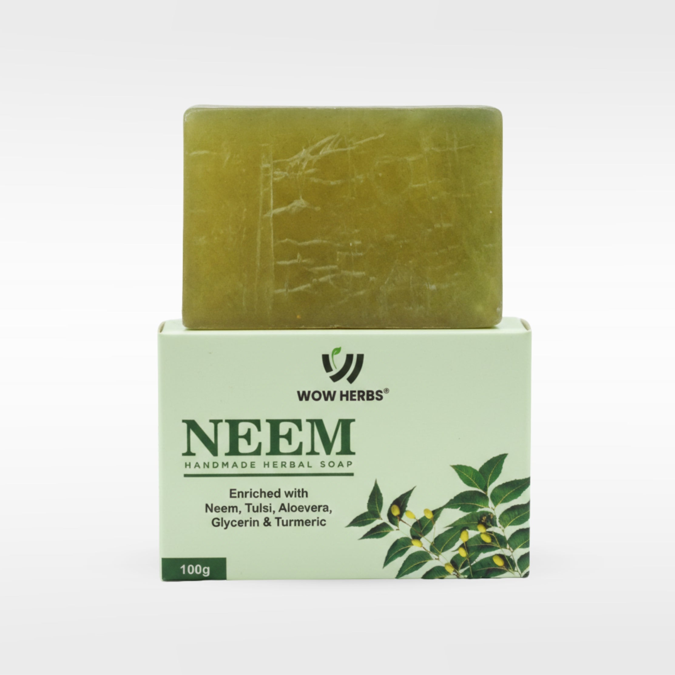 WOW HERBS Neem Handmade Soap | Fresh & Herbal Cleansing Soap (100g) Pack of 2