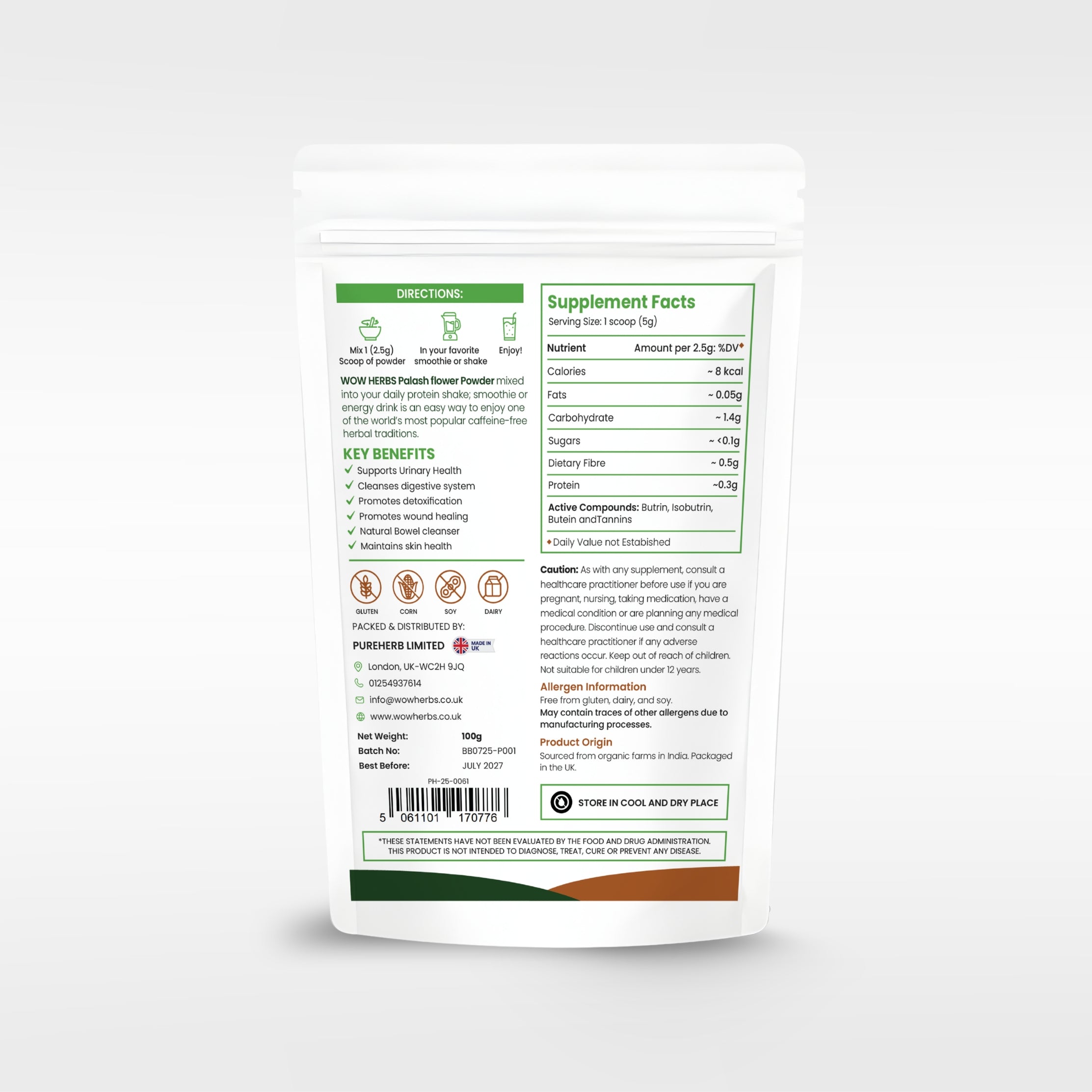 Palash Flower Powder UK | Butea Monosperma Herbal Powder