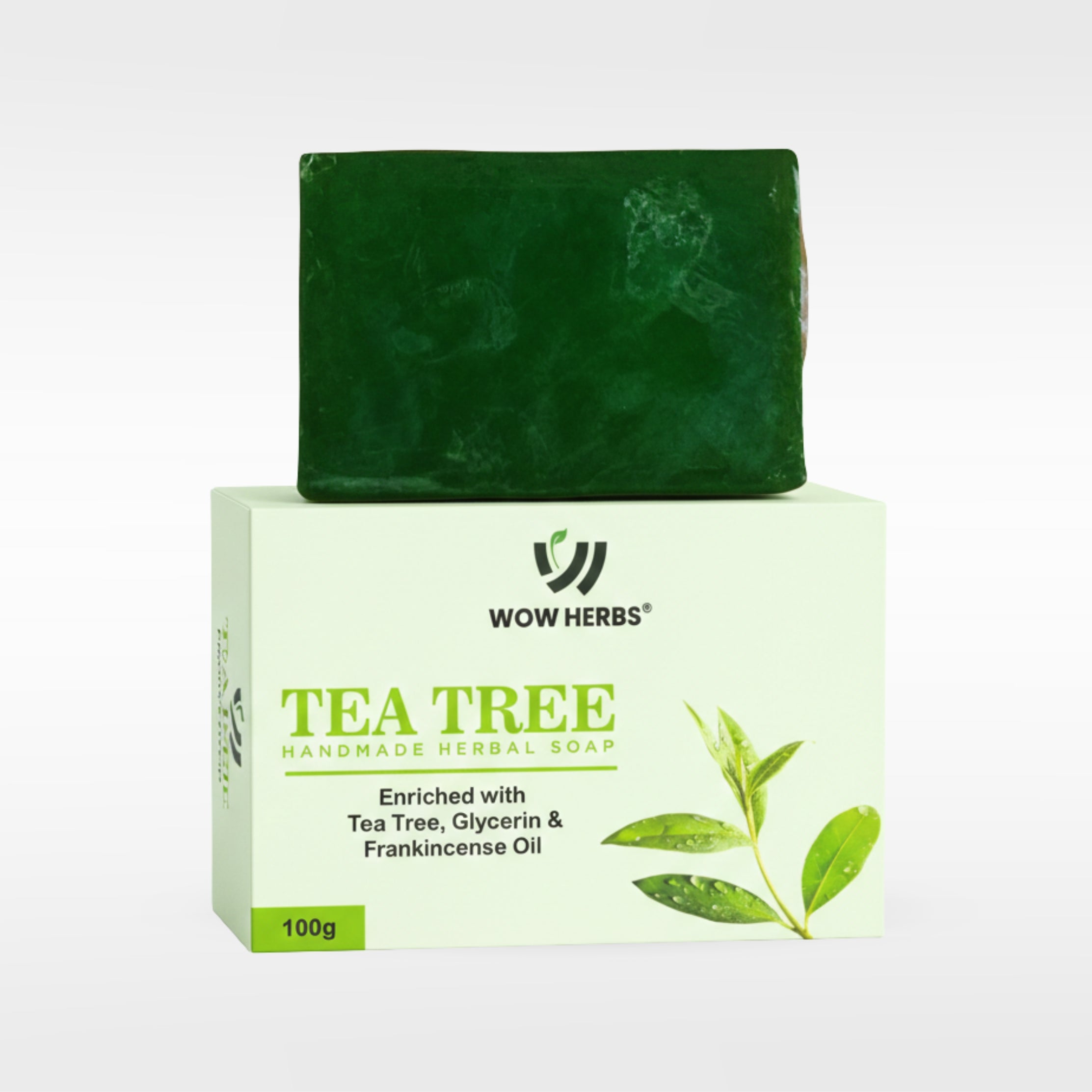 WOW HERBS Tea Tree Handmade Soap | Fresh & Herbal Cleansing Soap (100g) Pack of 2