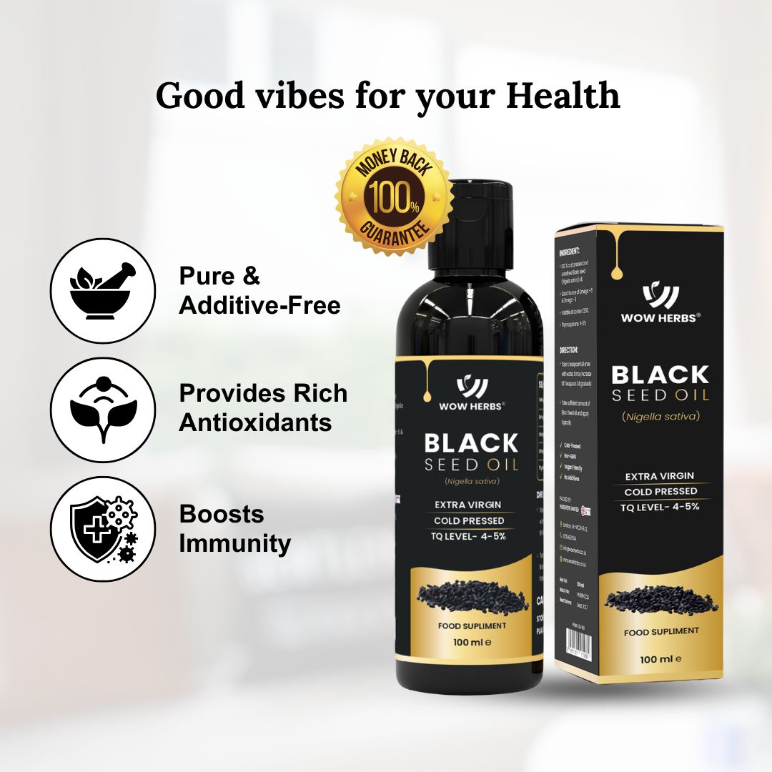 Black Seed Oil UK | Cold Pressed Nigella Sativa Oil | 4-5% Thymoquinone | Wow Herbs
