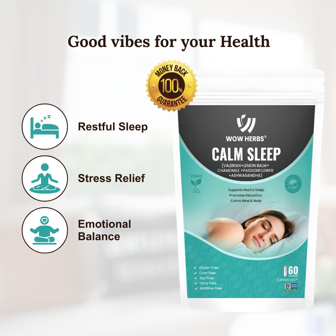 WowHerbs Calm Sleep Wellness Capsules – Natural Sleep & Relaxation Support