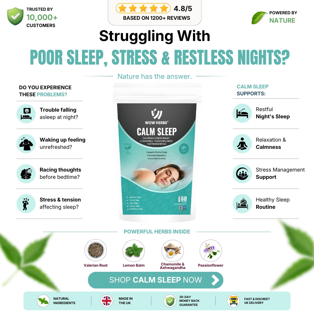 WowHerbs Calm Sleep Wellness Capsules – Natural Sleep & Relaxation Support