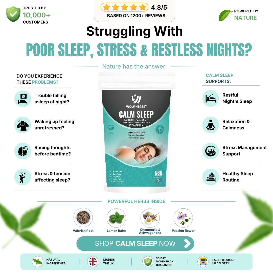 WowHerbs Calm Sleep Wellness Capsules – Natural Sleep & Relaxation Support