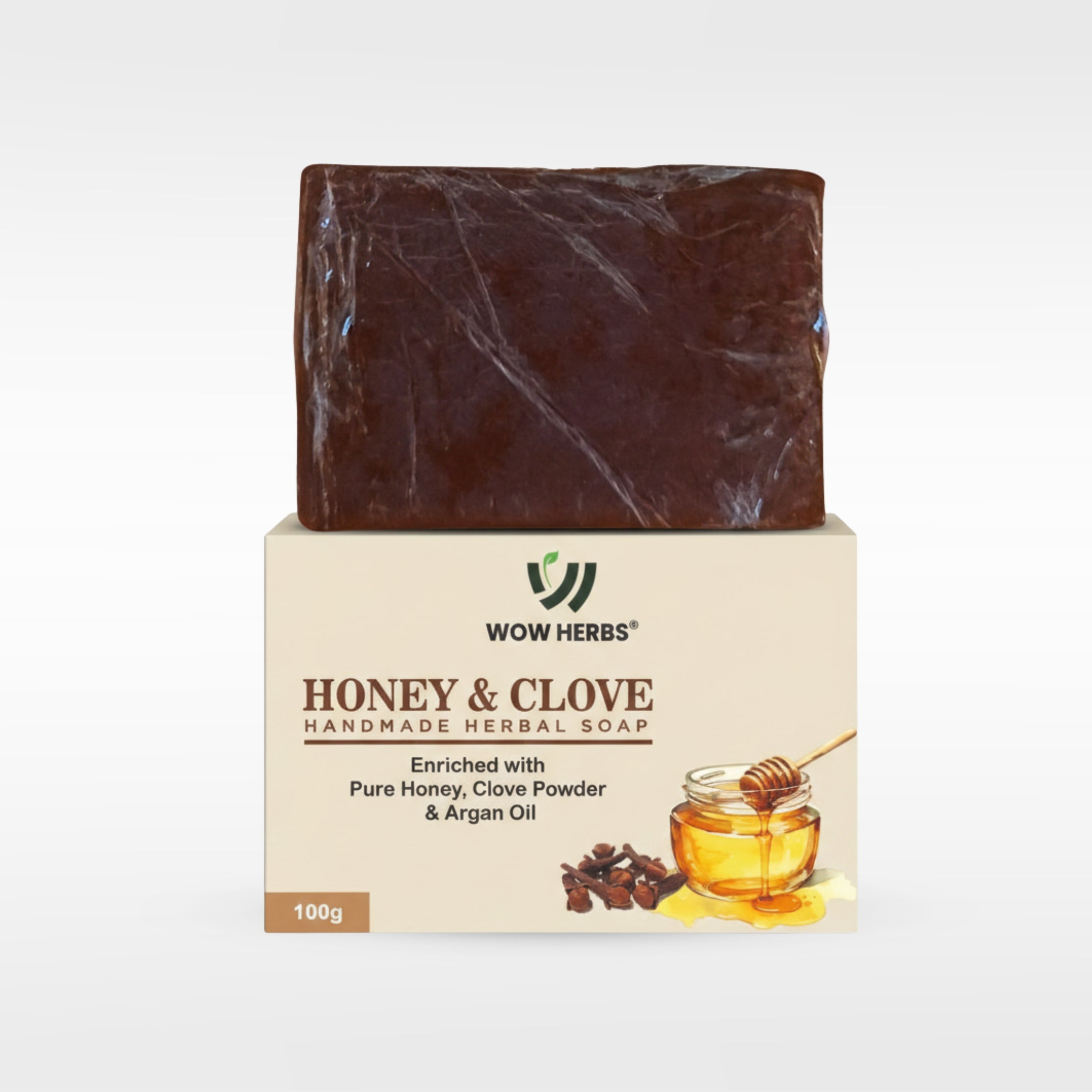 WOW HERBS Honey & Clove Handmade Soap | Nourishing Herbal Soap (100g) Pack of 2