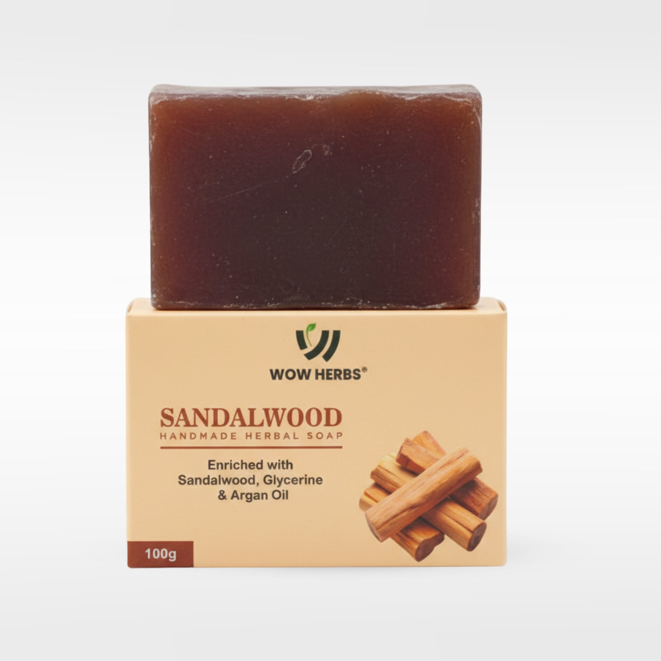 WOW HERBS Sandalwood Handmade Soap | Warm & Soothing Herbal Soap (100g) Pack of 2